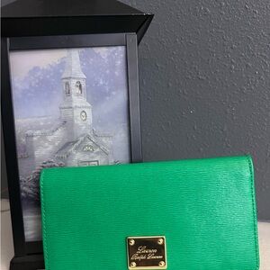 Lauren Ralph Lauren Newberry Slim Kelly Green Leather Wallet